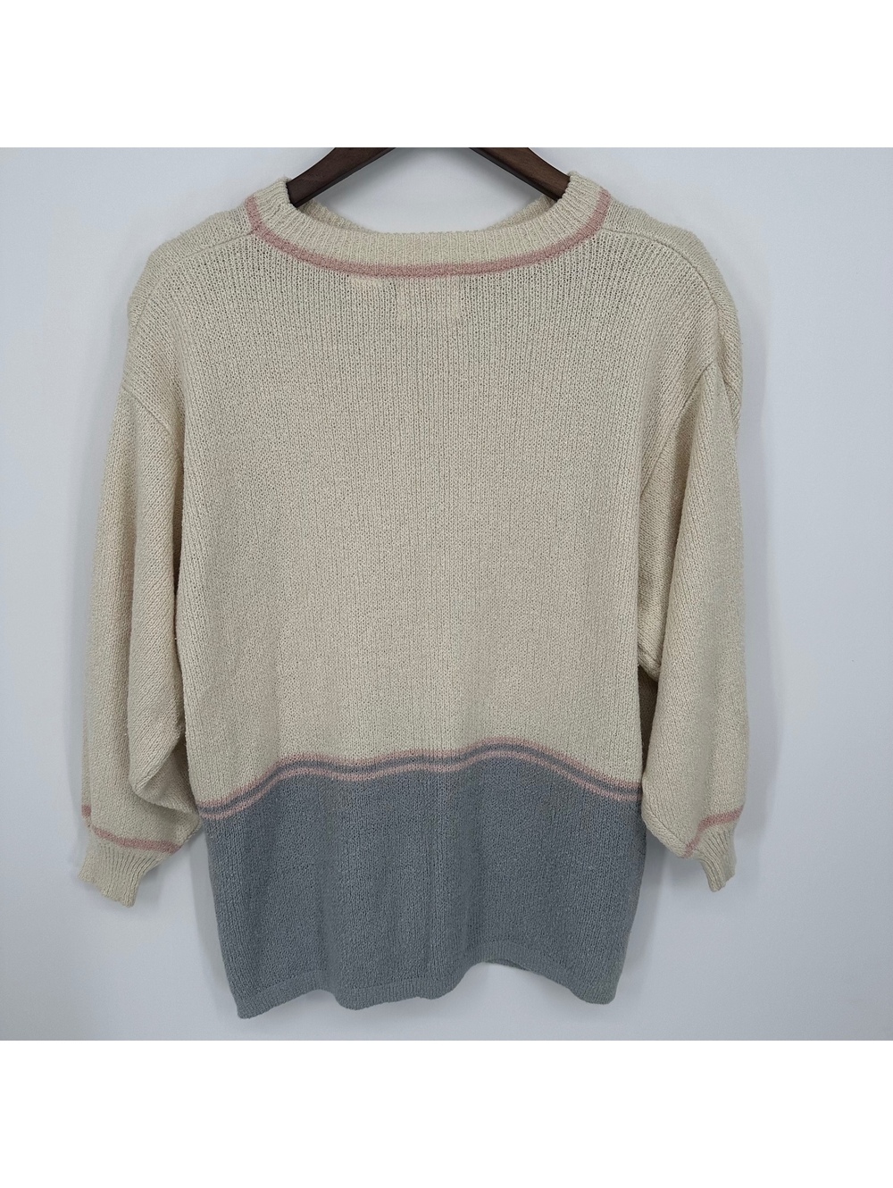 Vintage COS Lady COB Floral Grandmacore border knit sweater Plus Size 18W - Picture 8 of 9